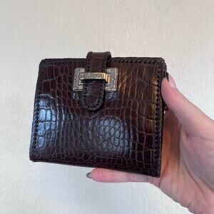 Brighton Brown Leather Wallet Silver Embossed